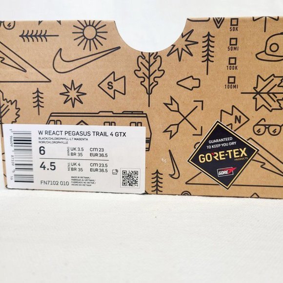 Size 6w - Nike React Pegasus Trail 4 GORE-TEX waterproof trail running Brand New - Picture 10 of 10